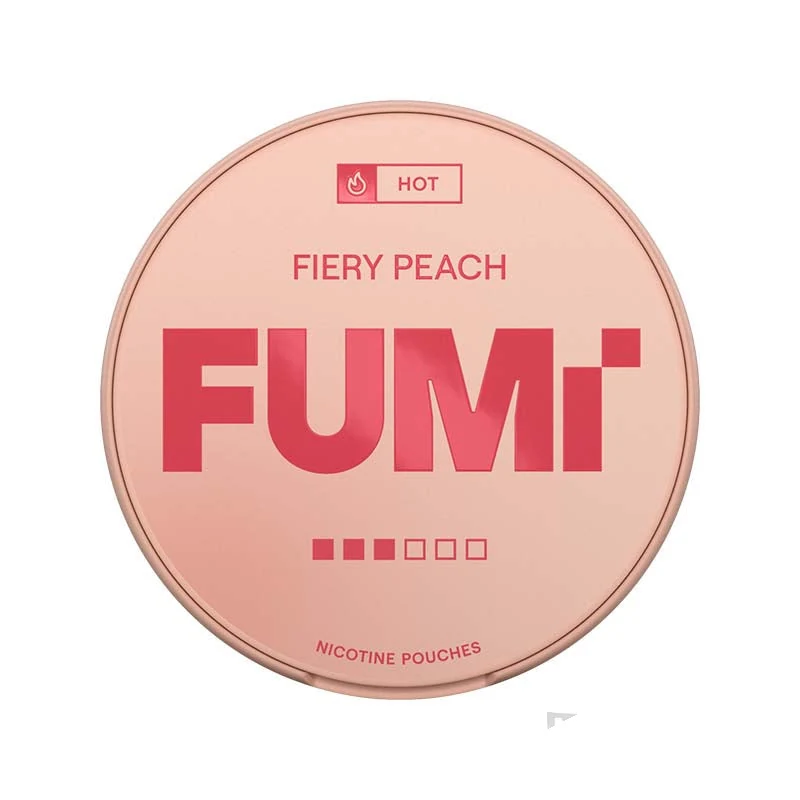 FUMI Fiery Peach nicotine pouches tin
