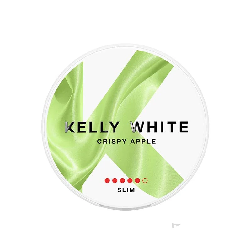 Kelly White Crispy Apple nicotine pouches tin