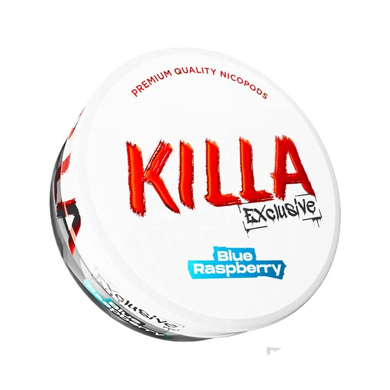 Killa Exclusive Blue Raspberry nicotine pouches tin