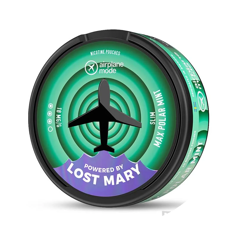 Lost Mary Airplane Mode Max Polar Mint nicotine pouches tin