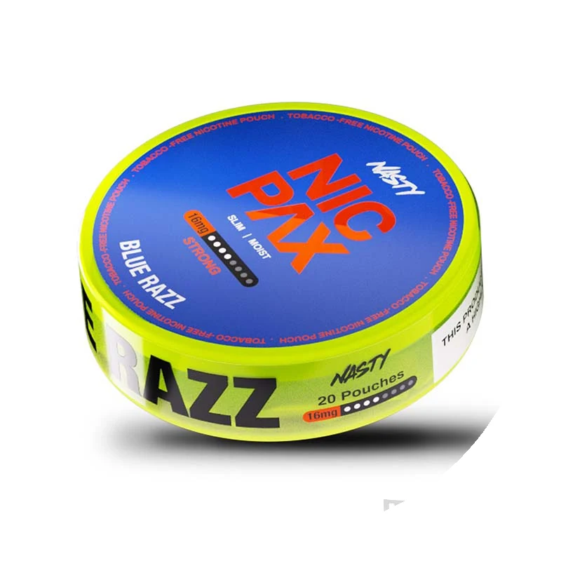 Nasty Nicpax Blue Razz nicotine pouches tin