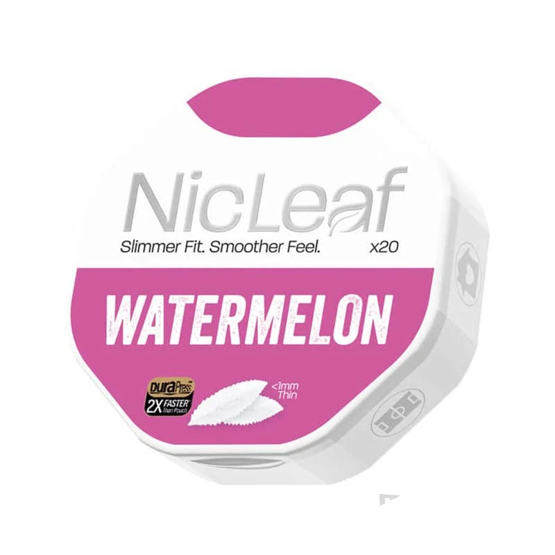 NicLeaf Watermelon nicotine pouches tin