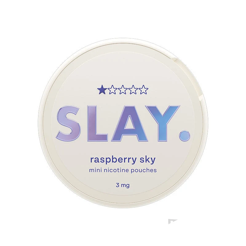 SLAY Raspberry Sky nicotine pouches tin