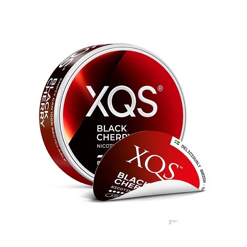 XQS Black Cherry nicotine pouches tin