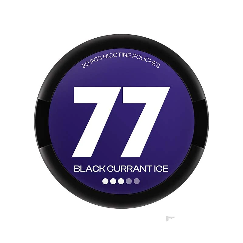 77 Black Currant Ice nicotine pouch tin