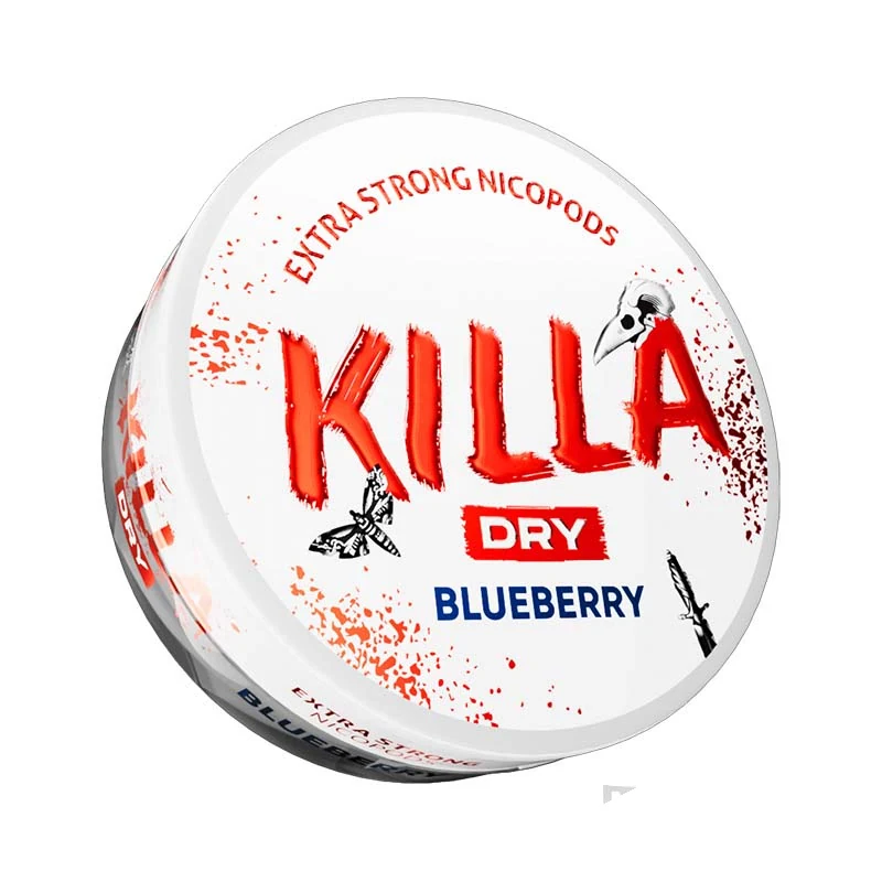 Killa Dry Blueberry nicotine pouch tin