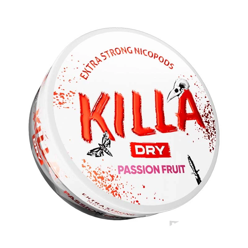 Killa Dry Passion Fruit nicotine pouch tin