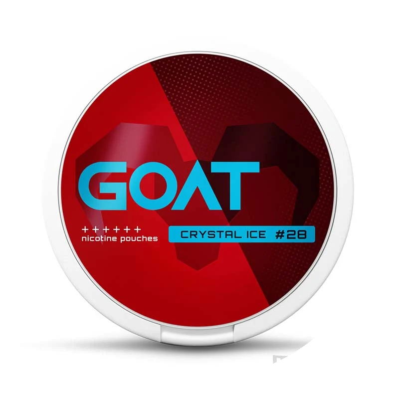 GOAT Crystal Ice nicotine pouch tin on a white square