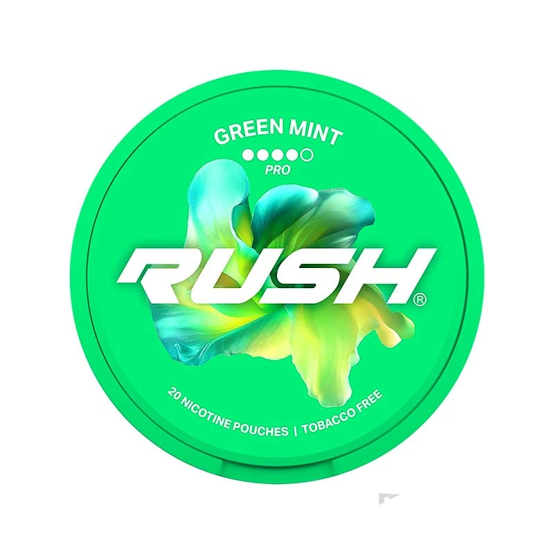 Rush Green Mint Pro nicotine pouch tin