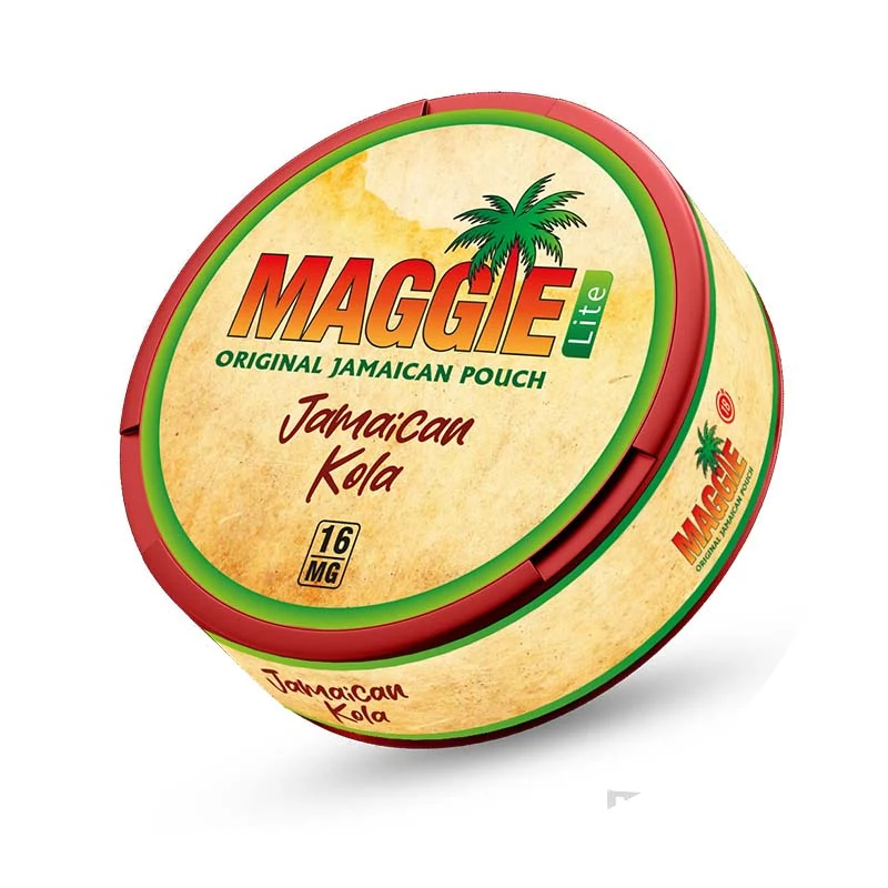 Maggie Original Jamaican Kola nicotine pouch tin on a white square