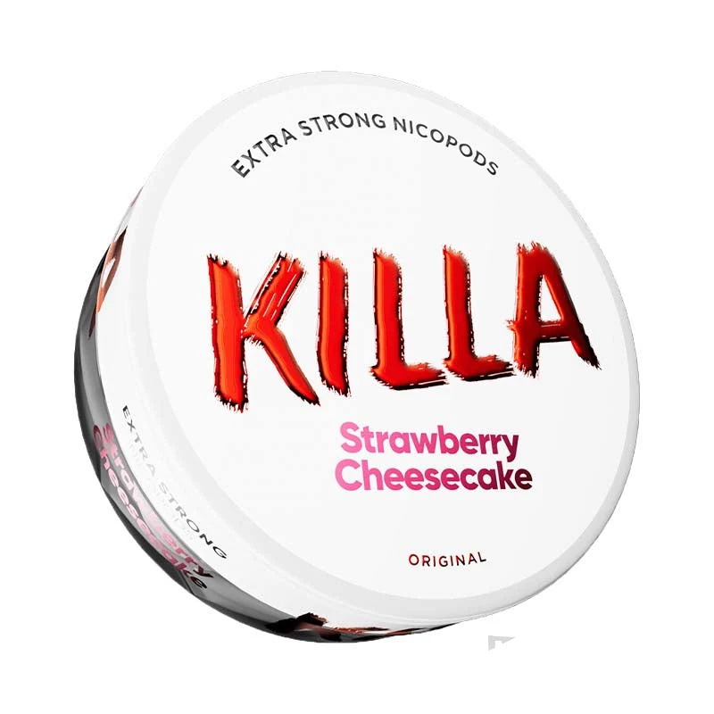 Killa Strawberry Cheesecake Extra Strong nicotine pouch tin