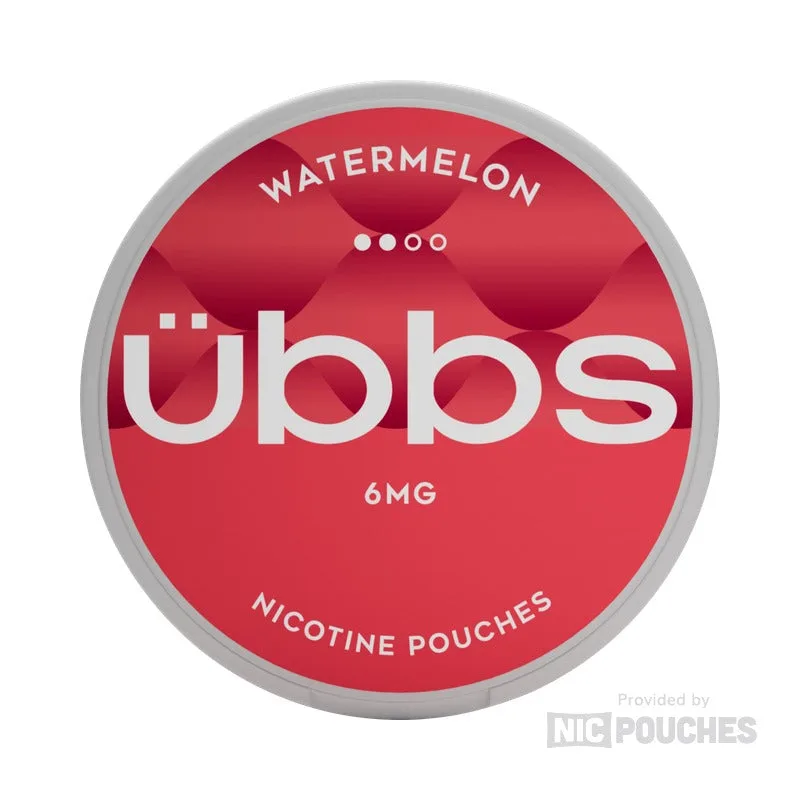 Übbs Watermelon nicotine pouch tin on a white square