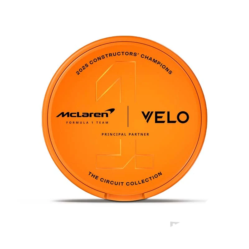 VELO McLaren Edition Sweet Papaya nicotine pouch tin