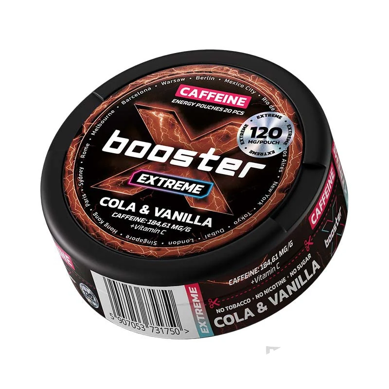 X-Booster Cola & Vanilla caffeine pouch tin